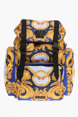 Barocco Patterned Backpack with Medusa Application