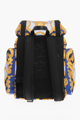 Barocco Patterned Backpack with Medusa Application