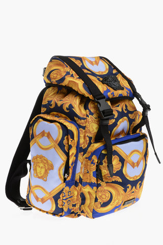 Barocco Patterned Backpack with Medusa Application