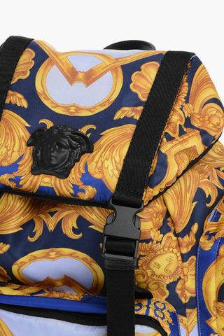 Barocco Patterned Backpack with Medusa Application