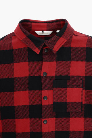 removable hood buffalo check overshirt