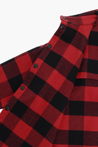 removable hood buffalo check overshirt