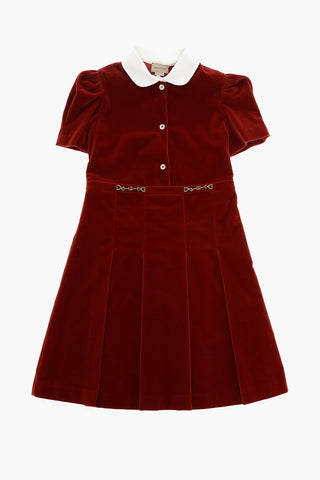 Velvet Flared Dress with Metal Details