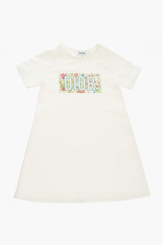 Solid Color Tee Dress with Embroidered Logo