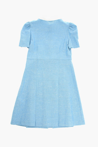 Cotton Blend Flared Dress with Golden Details