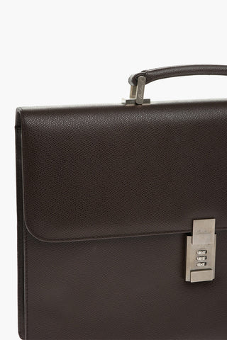 Grained Leather Business Bag with Combination Lock