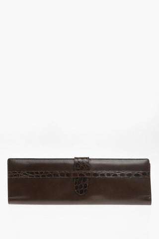 Leather Tie Case with Crocodile Skin Detailing