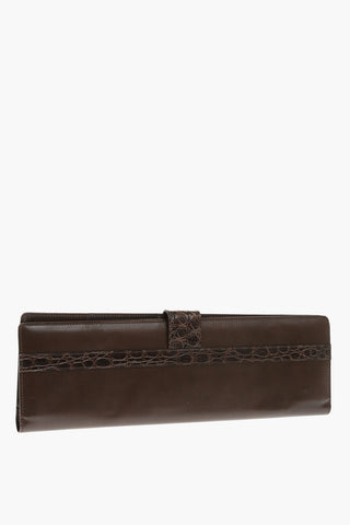 Leather Tie Case with Crocodile Skin Detailing