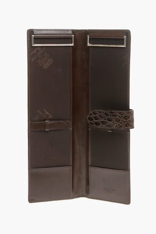 Leather Tie Case with Crocodile Skin Detailing