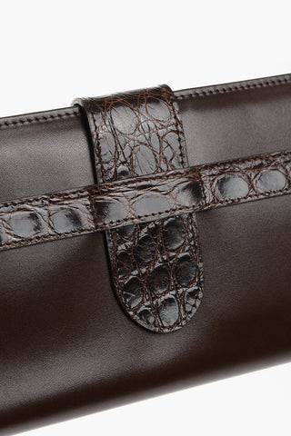 Leather Tie Case with Crocodile Skin Detailing
