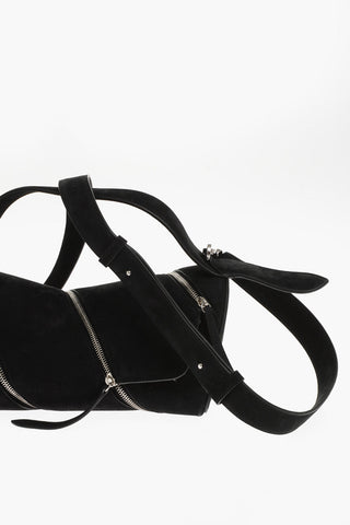 Borsa in Suede LE ZIP con Tracolla Rimovibile