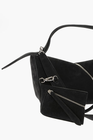 Borsa in Suede LE ZIP con Tracolla Rimovibile