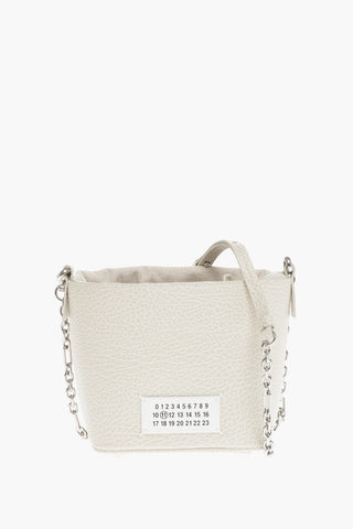 MM11 Grained Leather Bucket Bag with Chain Shoulder Strap