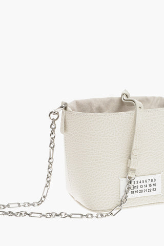 MM11 Grained Leather Bucket Bag with Chain Shoulder Strap