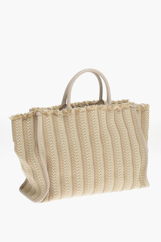 Borsa Tote CABAS in Chevron con Dettaglio Frange