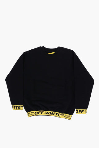 Brushed Cotton Crew-neck Sweatshirt with Contrasting Logoed Band