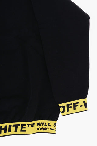 Brushed Cotton Crew-neck Sweatshirt with Contrasting Logoed Band