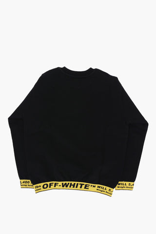 Brushed Cotton Crew-neck Sweatshirt with Contrasting Logoed Band