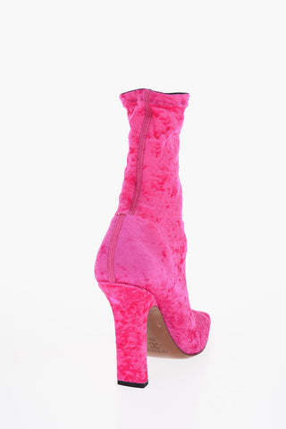 Velvet Sock Ankle Boots with Square Toe Heel 11.5cm
