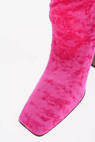 Velvet Sock Ankle Boots with Square Toe Heel 11.5cm