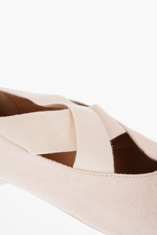 Leather Point Toe Ballet Flats with Elastic Inserts