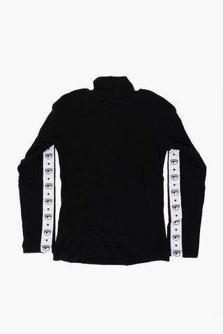 Ribbed Turtleneck Sweater with Logoed Side Band