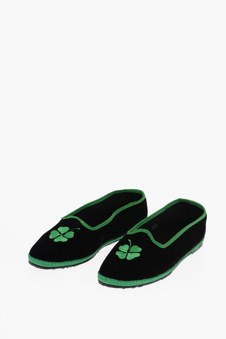 Velvet Furlane with Contrasting Trim and Four-Leaf Clover Embroidery