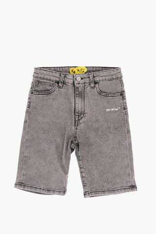 Stretch Denim Shorts with Printed Logo
