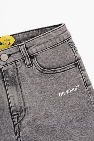 Stretch Denim Shorts with Printed Logo