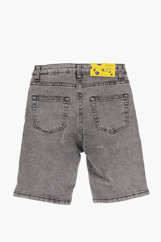 Stretch Denim Shorts with Printed Logo