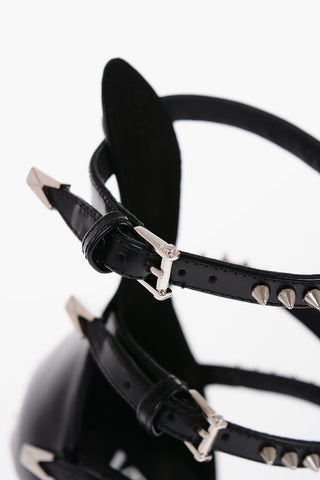 Leather Ankle-Strap Pumps with Studs 11.5cm