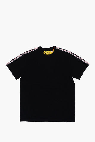 Solid Color Crew-neck T-Shirt with Logoed Band