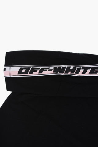Solid Color Crew-neck T-Shirt with Logoed Band