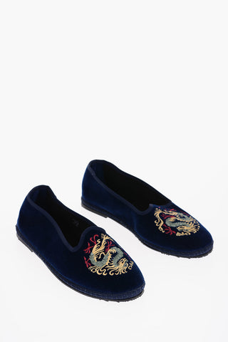Solid Color Velvet Furlane with Dragon Embroidery