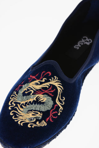 Solid Color Velvet Furlane with Dragon Embroidery