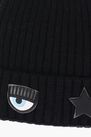 Ribbed Solid Color Beanie with Logo Patch