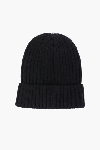 Beanie in Tinta Unita a Costine con Patch Logo
