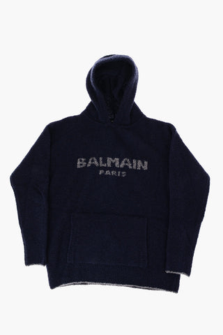 Virgin Wool Blend Sweater with Hood