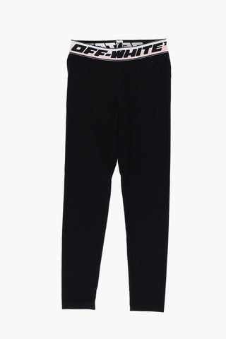 Stretch Cotton Leggings with Logoed Elastic Waistband