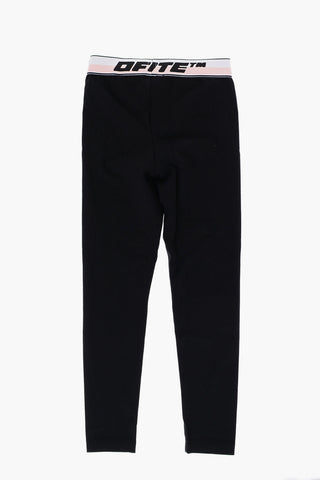 Stretch Cotton Leggings with Logoed Elastic Waistband