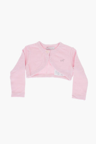 Cropped Cardigan with Rhinestone Monogram