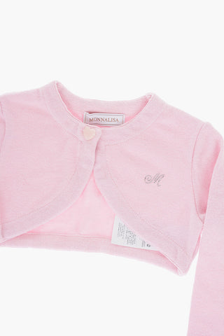 Cropped Cardigan with Rhinestone Monogram