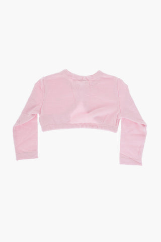 Cropped Cardigan with Rhinestone Monogram