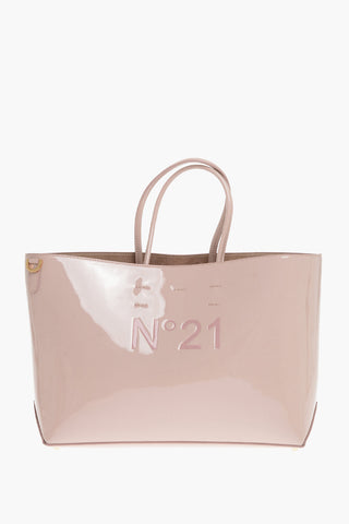 Patent Leather Shopper Bag with Flared Design