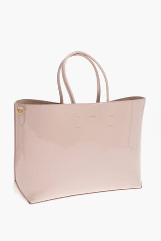 Patent Leather Shopper Bag with Flared Design