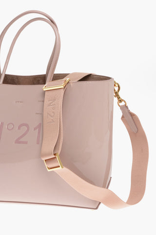 Patent Leather Shopper Bag with Flared Design