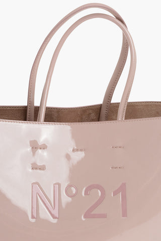Patent Leather Shopper Bag with Flared Design