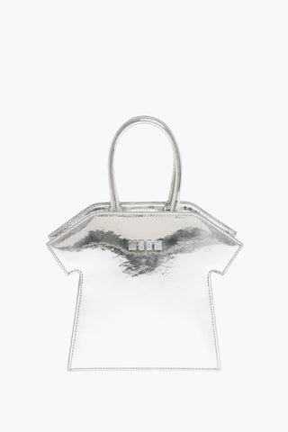Borsa a Mano Lucida con Design a T-shirt e Tracolla Rimovibile
