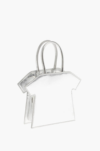 Borsa a Mano Lucida con Design a T-shirt e Tracolla Rimovibile
