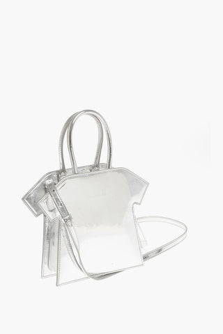 Borsa a Mano Lucida con Design a T-shirt e Tracolla Rimovibile
